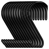 12 Pack 4-12 Inch S Hooks, Large Vinyl Coated Closet Hooks Non Slip Heavy Duty for Hanging, Steel Metal Black Rubber Coated for Jeans Plants Clothes Pot Pan Cups Towel
