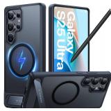 TORRAS Strong Magnetic and Seamless Stand for Samsung Galaxy S25 Ultra Case, Fit for MagSafe, Mil-Grade Drop Protection, Kickstand for Samsung Galaxy S25 Ultra Case, Translucent BackBlack Edge