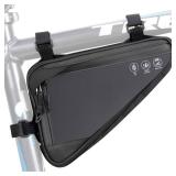 WOTOW Bike Frame Storage Bag, Water Resistant Reflective Bicycle Triangle Bag with Two Side Pockets, Strap-On Under Seat Tool Accessories Pouch for Mountain Road Bike Trip (2L)