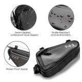 WOTOW Bike Frame Storage Bag, Water Resistant Reflective Bicycle Triangle Bag with Two Side Pockets, Strap-On Under Seat Tool Accessories Pouch for Mountain Road Bike Trip (2L)