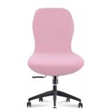 Deisy Dee Velvet Stretch Armless Office Chair Covers - Colorful Stretch Slipcover for Desk Chairs (Pink)