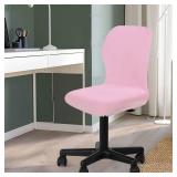 Deisy Dee Velvet Stretch Armless Office Chair Covers - Colorful Stretch Slipcover for Desk Chairs (Pink)