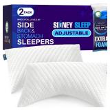 Sidney Sleep Set of 2 Queen Size Bed Pillows for Side and Back Sleepers - Adjustable Filling - Memory Foam Pillows for Neck and Shoulder Pain - Customizable Loft - Extra Foam Included (White) - Retail