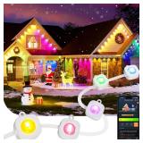Linkind Permanent Outdoor Lights,100ft with 72 Triple-LED,AI Lighting,Smart RGBTW for Christmas Lights Outdoor,Christmas Decorations, IP67 Waterproof, Works with Alexa,Google Assistant - Retail: $110