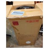 Aklaus Swivel Bar Stools 26 inch Swivel Metal Counter Height Barstools Set of 4 Modern Farmhouse Bar Chairs with High Backs and Large Wooden Seat for Kitchen Island Dining Room Matte Black - Retail: $