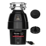 3/4 HP Garbage Disposal, TECASA Food Garbage Disposal with Power Cord, Stainless Steel Grinding System and 3-Bolt Mounting, Continuous Feed Garbage Disposals, Quiet, Taskmaid Series 75 - Retail: $136