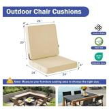 IPYNBAP Outdoor Chair Cushions, Waterproof Patio Chair Cushions 24x24x4 Inch, Outdoor Cushions with Removable Cover for Sofa, Fade Resistant Patio Cushions for Outdoor Furniture, Beige - Retail: $60