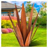 KODIBO Metal Agave Plants, Tequila Rustic Sculpture, Metal Yard Art, Outdoor Lawn Ornaments Yard Stakes (Rusty- L) - Retail: $40