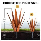 KODIBO Metal Agave Plants, Tequila Rustic Sculpture, Metal Yard Art, Outdoor Lawn Ornaments Yard Stakes (Rusty- L) - Retail: $40
