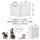 ZJSF Freestanding Foldable Dog Gate for House Extra Wide Wooden White Indoor Puppy Gate Stairs Pet Gates Doorways Pet Gate Tall Dog Fence 2 Panels - Retail: $57