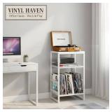 ZEXVIDA 3-Tier Vinyl Record Player Stand, End Table for Album Storage, 28\" H Record Player Stand with Storage Up to 120 Albums, Side Table for Living Room Bedroom - Retail: $36