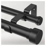 Time Forest 1 Inch Double Curtain Rods for Windows 72 to 144 Inches(6-12 Feet), Adjustable Heavy Duty Curtain Rod with Classic Cap Finial, Telescoping Modern Style Decorative Drapery Rod, Black - Reta