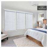 LOTUS & WINDOWARE 2 inch Cordless Faux Wood Blind, Plantation Style, 31\" Wide x 60\" Long, Smooth, Bright White â for Living Room, Bedroom, Interior Door Windows - Retail: $61