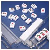 CAYOULR Mahjong Racks with Pushers, Convenient Rotating One-Piece Mahjong Pushers and Racks,4-Piece Set American Mahjong Accessories,Transparent - Retail: $28