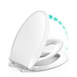 Elongated Toilet Seat with Built-in Potty Training Seat for Toddlers& Adults, Slow Close, Never Loosen, Heavy Duty, Ergonomic, Space Saving Toddler Toilet Seat(Elongated 18.5\", Oval) - Retail: $48