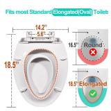 Elongated Toilet Seat with Built-in Potty Training Seat for Toddlers& Adults, Slow Close, Never Loosen, Heavy Duty, Ergonomic, Space Saving Toddler Toilet Seat(Elongated 18.5\", Oval) - Retail: $48