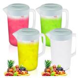 Uiifan 4 Pcs Plastic Water Pitcher with Lid,Spout and Handle Plastic Juice Pitcher Tea Beverages for Fridge Water Carafe Jug for Lemonade Milk Cold Drink Home Daily Party(Blue,1 Gallon) - Retail: $39