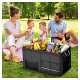 VOCAON Trunk Organizer for Suv with a Separate Compartment for 1 Pair of Shoes - Reinforced Handles, Waterproof, Collapsible, Multi-Compartment Car Trunk Organizer for Jeeps, Sedans - 72L - Retail: $3