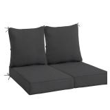 Sundale Outdoor Olefin Deep Seat Cushion Set of 2, Patio Chair Cushion and Pillow, Water-Resistant Sectional Sofa Pad with Straps Dark Gray, 23 x 26 x 4 Inches - Retail: $130