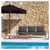 Sundale Outdoor Olefin Deep Seat Cushion Set of 2, Patio Chair Cushion and Pillow, Water-Resistant Sectional Sofa Pad with Straps Dark Gray, 23 x 26 x 4 Inches - Retail: $130
