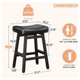 Raynesys Counter Height Bar Stools Set of 2, 24 Inch Barstools for Kitchen Counter, Kitchen Stools with Bonded Leather Saddle Seats & Heavy Duty Metal Legs, Easy Assembly, All Black - Retail: $108