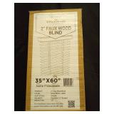 Lotus & Windoware Cordless 2  Faux Wood Room Darkening Horizontal Blind  35  W x 60  L  Smooth  Snow White - Retail: $50