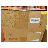 HERDUK 8 Inch Pots for Plants, Ceramic Planter Pot with Drainage Hole & Saucer, Indoor/Outdoor Cylinder Round Planter Pot, Blue & Terracotta - Retail: $44