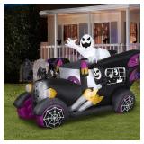 Gemmy Airblown Inflatable Hot Rod Vintage Hearse, 5.5 ft Tall, Black - Retail: $150