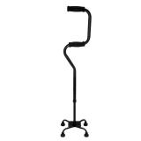 HealthSmart Quad Walking Cane, Sit To Stand Walker, Adjustable Canes for Men, Canes for Women, FSA HSA Eligible with Quad Base, Foam Handles Quad Cane, Black - Retail: $38