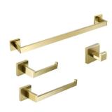 BAGNOLUX Bathroom Hardware Set 4 Pieces, Bath Towel Holder Set SUS304 Stainless Steel, Towel Bar Rack Set for Wall Mounted, Gold Bathroom Accessories Set Heavy Duty, Brushed Light Yellow Gold - Retail