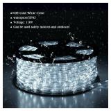 Buyagn 100ft Rope Lights Outdoor, Outdoor String Lights Waterproof, Decorative Lighting for Indoor/Outdoor, Garden,Backyards Halloween and Christmas Decoration, Landscape Lighting - Retail: $46