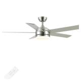 YUHAO 52 Inch Brushed Nickel Ceiling Fan with Light and Remote Control.Noiseless,Dimmable,3CCT,6 Speeds Reversible, DC Ceiling Fans for Indoor or Covered Outdoor - Retail: $100