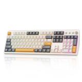 Wireless Mechanical Keyboard,104 Keys 100% Full Size with Number Pad,Gasket Mounted Creamy Sound,Hot Swappable,Knob& Media Keys,Bluetooth/2.4GHz/USB-C for Gaming/Typing/Win/Mac/PC (Retro Beige) - Reta