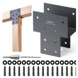 Wocepu 2 Pack Heavy Duty 4x4 (Actual 3.5\"x3.5\") Stainless Steel Post Caps Tie Bracket, Fit Connecting Wood Gazebo, Deck Patio Post and Wood Beams Bracket (Dark Ggray) - Retail: $70