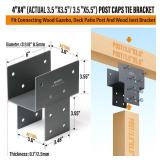Wocepu 2 Pack Heavy Duty 4x4 (Actual 3.5\"x3.5\") Stainless Steel Post Caps Tie Bracket, Fit Connecting Wood Gazebo, Deck Patio Post and Wood Beams Bracket (Dark Ggray) - Retail: $70
