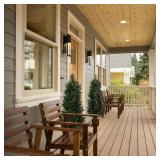 EasyFlora 36-Inch Artificial Cedar Topiary Tree, Indoor/Outdoor Decoration, Lifelike Botanical Plant, Weather Resistant, Low Maintenance, 3 Feet Tall with Base (2, 46 Inch) - Retail: $109