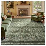 Lofus 8x10 Area Rug for Living Room,Green Washable Large Rugs with Non-Slip Backing,Soft Boho Carpets for Bedroom Dining Room Home Office Indoor Nursery - Retail: $89