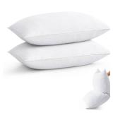 puredownÂ® Goose Feather Down Pillows King Size Set of 2, Soft Fluffy Luxury Hotel Collection Bed Pillow for Back, Stomach or Side Sleeper. - Retail: $51