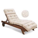 Tycdiose Outdoor Chaise Lounge Chair Cushion Waterproof 74.4 x 22 x 4.7 Inches Memory Foam Lounge Chair Cushions Replacement for Outdoor Furniture with Ties, Thickened Pool Lounge Chair Cushion, Beige