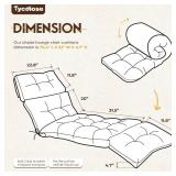 Tycdiose Outdoor Chaise Lounge Chair Cushion Waterproof 74.4 x 22 x 4.7 Inches Memory Foam Lounge Chair Cushions Replacement for Outdoor Furniture with Ties, Thickened Pool Lounge Chair Cushion, Beige
