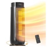 BREEZOME Space Heaters for Indoor Use, 1500W, with Thermostat, 24H Timer, 90Â° Oscillating, Quiet, Portable, PTC Ceramic, with Remote, Fast Safety Heat for Home Bedroom (BLACK) - Retail: $60