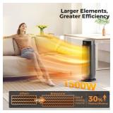 BREEZOME Space Heaters for Indoor Use, 1500W, with Thermostat, 24H Timer, 90Â° Oscillating, Quiet, Portable, PTC Ceramic, with Remote, Fast Safety Heat for Home Bedroom (BLACK) - Retail: $60