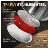 Ciwete Tri-Ply Stainless Steel Pots and Pans Set 11-PC, 18/10 Stainless Steel Induction Cookware Set with Steamer Insert, Kitchen Cookware Sets with Stay Cool Ergonomic Handles, Dishwasher, Oven Safe 