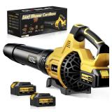 GEVEELIFE Leaf Blower Cordless, 650CFM & 3 Speed Levels, Electric Cordless Leaf Blower with 2 * 5.0Ah Battery Powered, Blowers for Lawn Care, Yard, Blowing Leaves, Dust, Snow - Retail: $80