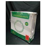 YULETIME 20-inch Christmas Wreath, Battery Operated Holiday Wreath with 20 Fairy Lights, Silvery Baubles, White Berries, Pine Cones, Silvery Leaves, Frosted Spruce Branches & Pine Needles (Silver) - R