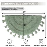 KOEXM Half Circle Boho Bathroom Rugs with Tassels for Bohemian Bedroom Soft Half Circle Rug Handcrafted Crochet Cotton Non Slip Absorbent Washable Rug Cute Bath Mats for Boho Bathroom Decor 32\"x20\" 