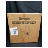 Roylvan Raised Toilet Seat with Handles, HSA 400LB Adjustable Width and Height Elevated Toilet Seat Riser for Seniors with Cozy Padded Armrests Handles Paper Holder Bedside Commode for Elderly, Silver