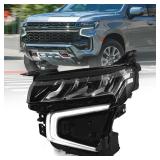 FIONE Full LED Headlights Assembly Compatible with Chevy Tahoe/Suburban 2021 2022 2023 WITH LED Running Light Factory Headlamps Left Driver Side LH - Retail: $270