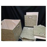 Posprica 15.12\"x12.13\"x12.01\" Storage Cube Bins, Linen Decorative Closet Storage Organizer for IKEA Kallax, 4 Pack Fabric Foldable Large Storage Baskets for Closet, Shelves, Clothes, Toy (Beige) - 