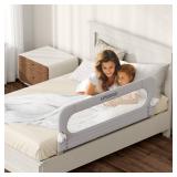 UPGOGO Folding Toddler Bed Rails for Crib,Safety Toddler Bed Rails,Bed Guard Rail with Reinforced Anchor Safety System,Bed Rail for Kids Fit,Bunk,Full Size,Queen,King,Twin(Grey,33\"x23.6\") - Retail: 